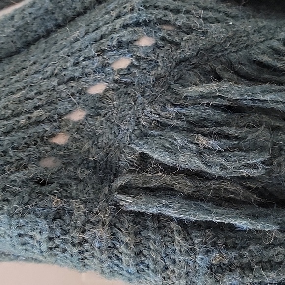 for Anthropologie Size OS Mottled Green Stevie Fringed Knit Kimono, EUC - Picture 6 of 13